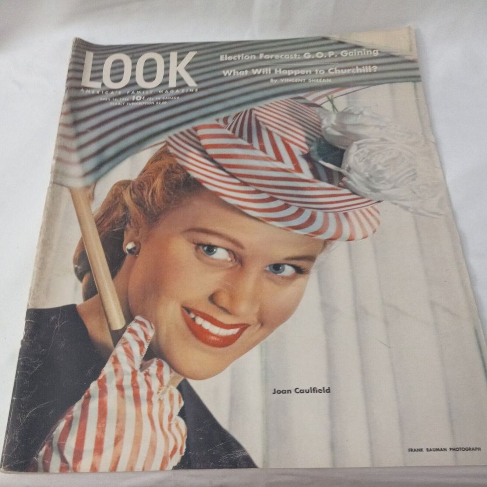 LOOK MAGAZINE APRIL 16 1946 JOAN CAUFIELD  WINSTON CURCHILL ADVERTISING ARTICLE